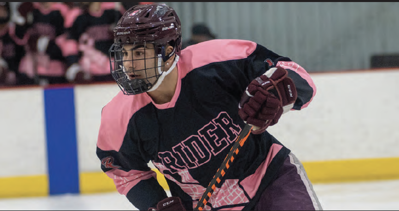 Senior forward Anthony Zito repping a pink jersey for Pink in the Rink night.
