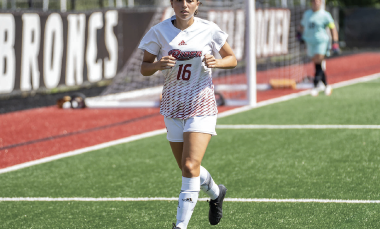 Freshman midfielder Ava Ferrie runs off as the Broncs lose their second straight and three out of their last four.