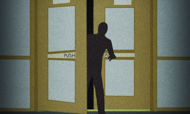 Illustration of person in doorway