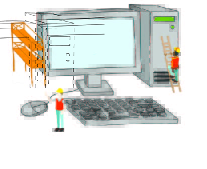 Graphic of construction being done on computer