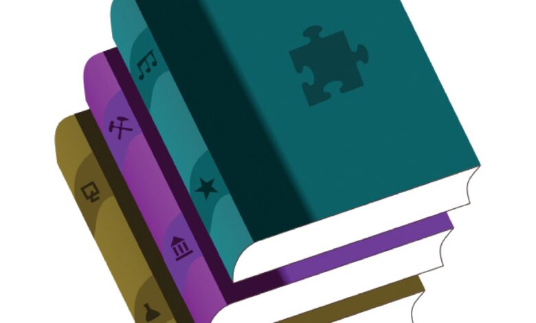 Illustration of three stacked books