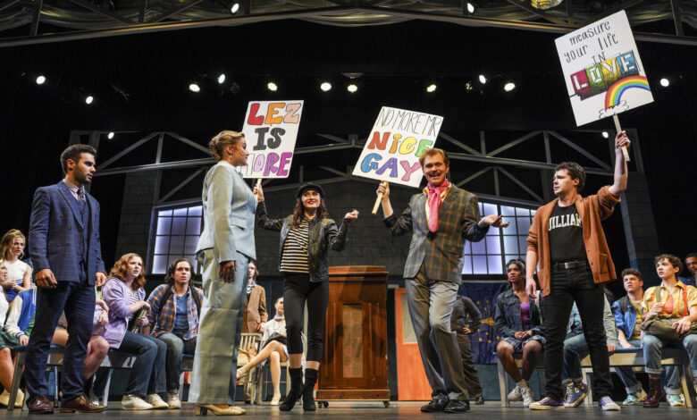 The cast of "The Prom" protests anti-gay rules, a topic prevalent in the show.
