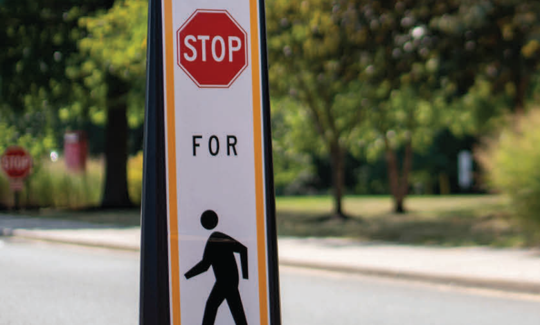 New crosswalk signs on campus.