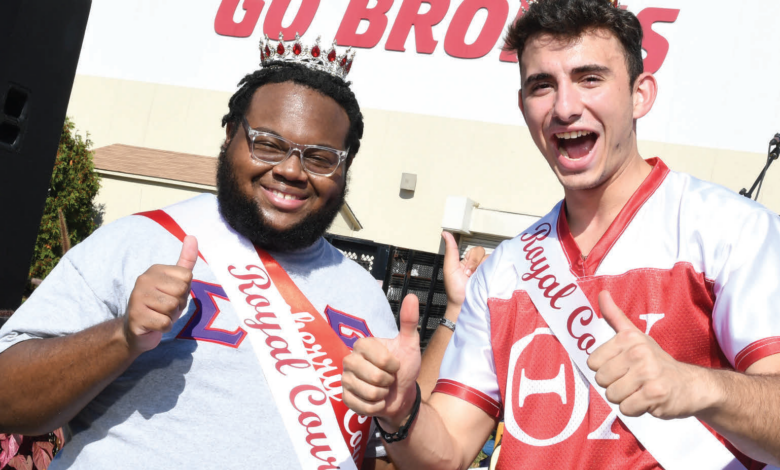 Senior music production major Yusef Collins-Bryant (left) and senior business administration major Charles Mule (right) are crowned this year's Cranberry Court winners.