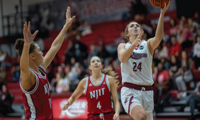 Senior guard Makayla Firebaugh, making a lay up in a matchup against NJIT