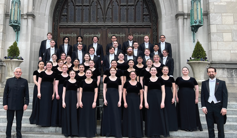 Westminster Choir College stands in front of Dayton's Westminster Presbyterian Church where the choir was founded.