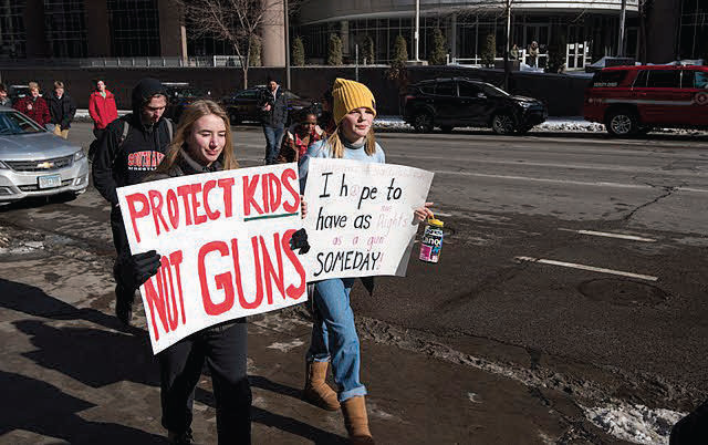High school students protest against gun violence at Minneapolis, Minnesota in 2018.