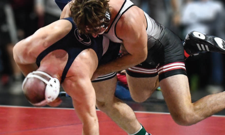 Graduate student Ethan Laird’s wrestling match