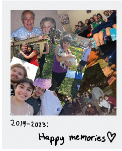 Polaroid with collage of pictures, labeled Happy memories