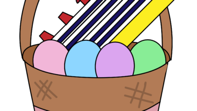 A graphic of an easter basket with a cruise ship in it