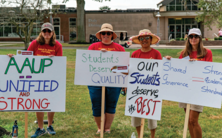 Members of the AAUP picketed on both student move-in days, which took place on Labor Day weekend.