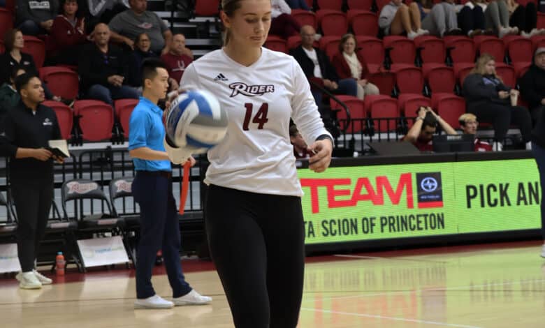 Paige Giehtbrock prepares for her serve.