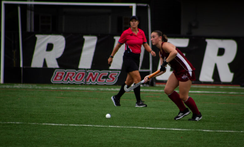 Freshman forward Anna Finn moves the ball up the field. Photo by Destiny Pagan