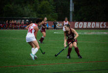 Graduate student forward Katie Wuerstle runs to midfield.