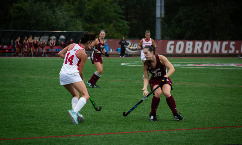 Graduate student forward Katie Wuerstle runs to midfield.