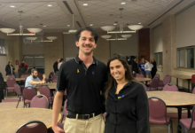 Ethan Handelman (left) and Liron Hacohen (right) pose for a photo.