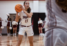 Senior guard Mariona Cos-Morales draws up a play. Photo by Josiah Thomas/The Rider News.