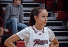 Senior guard Mariona Cos-Morales gazes across the court. Photo by Josiah Thomas/The Rider News