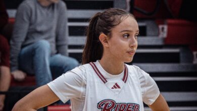 Senior guard Mariona Cos-Morales gazes across the court. Photo by Josiah Thomas/The Rider News