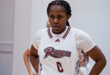 Senior guard Sanaa Redmond looks down the court. Photo by Josiah Thomas/The Rider News