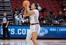 Freshman guard Jocelyn Chavez sets up a play for the Broncs. Photo by Josiah Thomas/The Rider News.