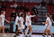 The Broncs celebrate after picking up their first home win of the season. Photo by Josiah Thomas/The Rider News