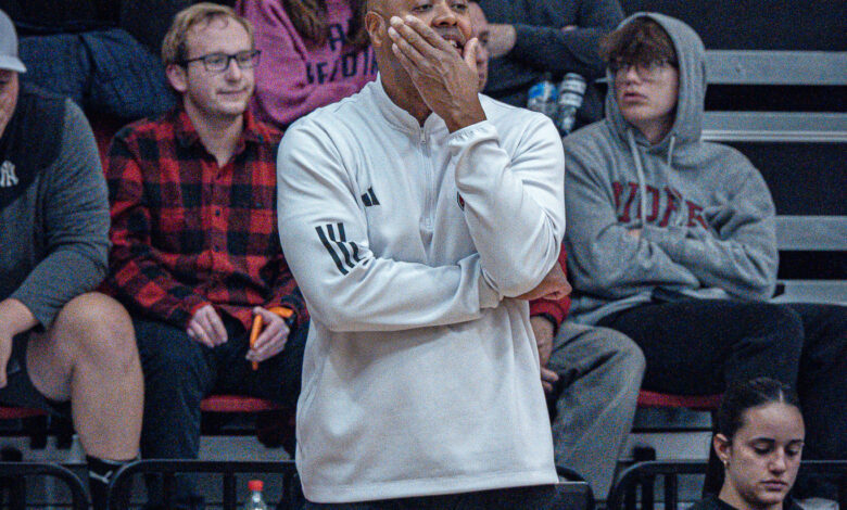 Head Coach Kevin Baggett takes in the action on the court. Photo by Josiah Thomas/The Rider News