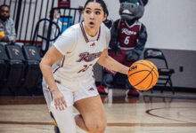 Freshman guard Jocelyn Chavez crosses mid-court. Photo by Josiah Thomas