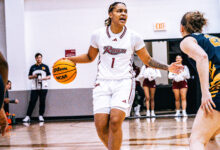 Sophomore guard Aliya McIver calls out a play. Photo by Josiah Thomas/The Rider News