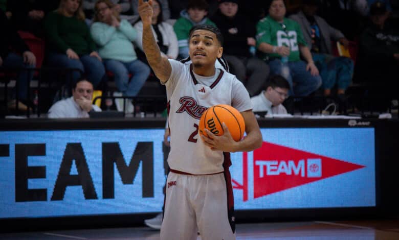 Sophomore guard Ruben Rodriguez calls out a play with the ball in hand. Photo by Destiny Pagan/The Rider News