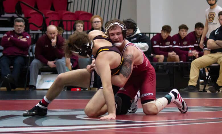 Graduate student Tyler Klinsky works on his opponent from behind. Maggie Kleiner/The Rider News.