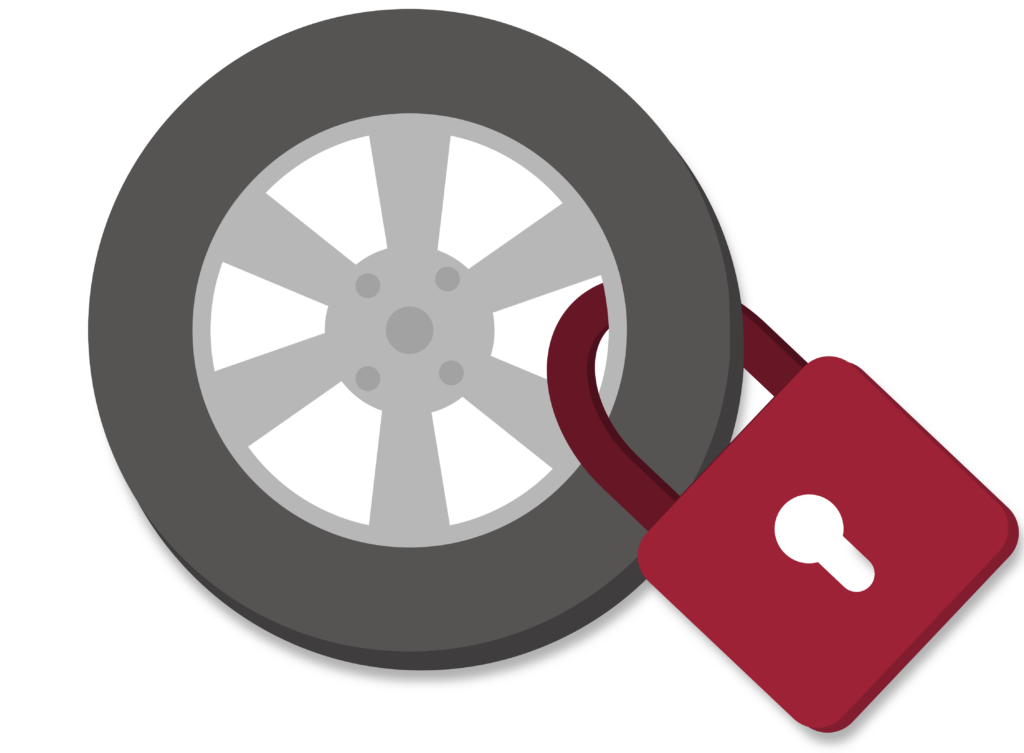 A car tire is "locked"