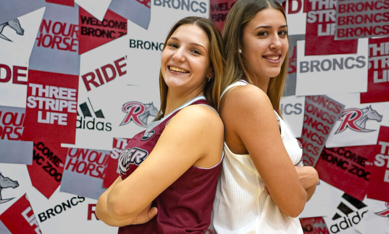 Freshman guard Aina Perez Mesquida (left) and freshman center Claudia Lazaro-Carrasco pose. Photo courtesy of Gabby Turco