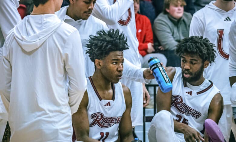 Sophomore guard Flash Burton led Rider in scoring with 17 points, just three under his 2024-25 season high of 21 points. Photo by Josiah Thomas.