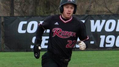 Senior outfielder Anthony Paskell launched a three-run home run against Marist University. Photo by Yanuel Santos/The Rider News