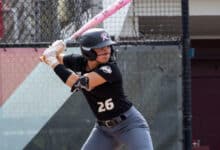 Senior outfielder Maddie Luedtke launched two home runs on April 15 against Lehigh University. Photo by Abby Ray/The Rider News