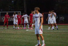 Senior defender Ryan Vaubel awaiting the free kick. Photo by Abby Ray/The Rider News