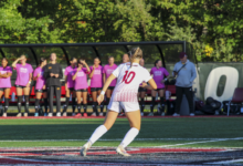 Freshman midfielder Cali Friedel positioning herself. Photo by Liliana R. Basile/The Rider News