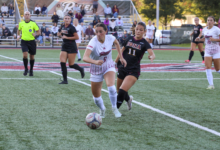 Junior forward Tess Ferrie pushing the pace forward. Photo by Liliana R. Basille/The Rider News.