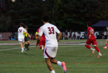 Freshman defender Noah Rose-Smith rotating forward. Photo by Liliana R. Basille/The Rider News