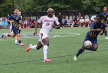 Freshman forward Chiemeka Azurunwa racing for the ball. Photo by Liliana R. Basile/The Rider News